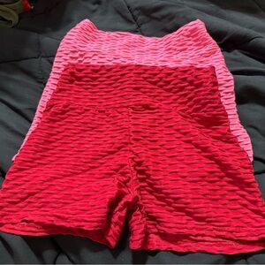 Red and Pink Workout Shorts